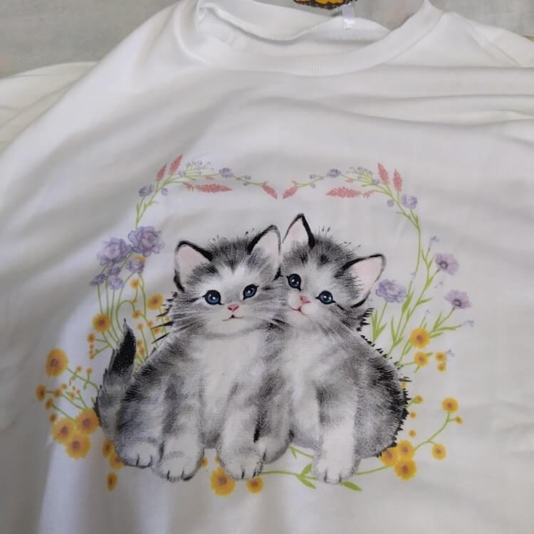 CUTE CAT PRINT SWEATSHIRT - Cosmique Studio