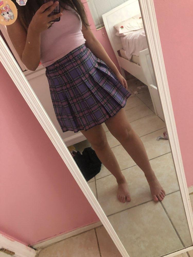 Harajuku Purple Plaid High Waist Pleated Skirt - Cosmique Studio