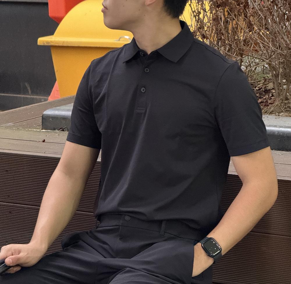 andar ポロシャツ　Airy Fit ライト裏起毛 スマートカラートップ airyfit メンズ ライト裏起毛 ポロシャツ (長袖) – andar JAPAN
