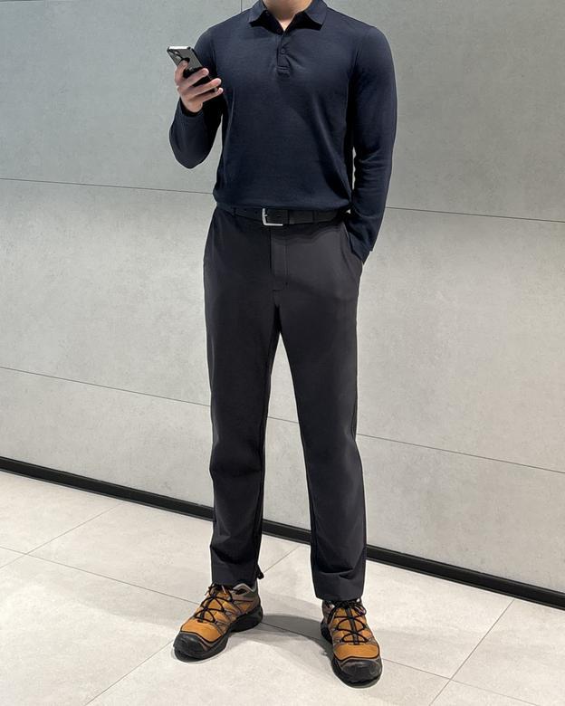 andar ポロシャツ　Airy Fit ライト裏起毛 スマートカラートップ airyfit メンズ ライト裏起毛 ポロシャツ (長袖) – andar JAPAN