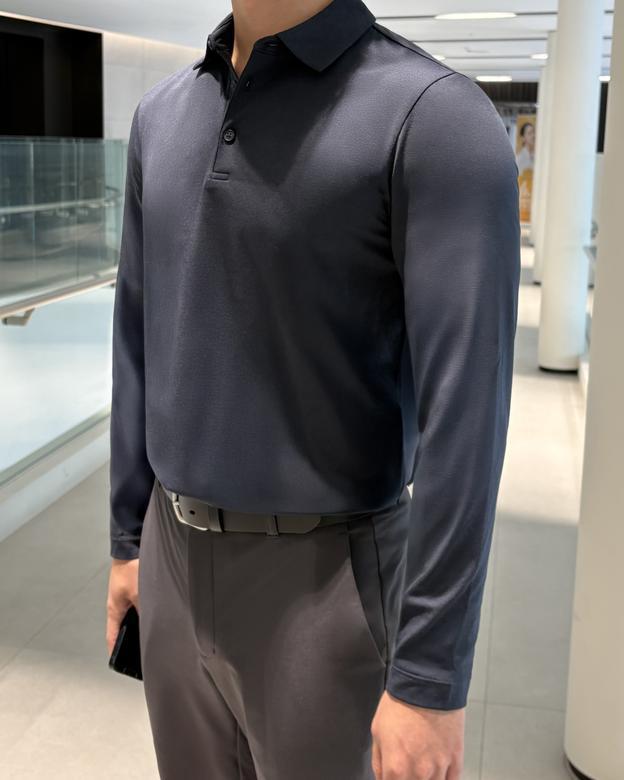 andar ポロシャツ　Airy Fit ライト裏起毛 スマートカラートップ airyfit メンズ ライト裏起毛 ポロシャツ (長袖) – andar JAPAN