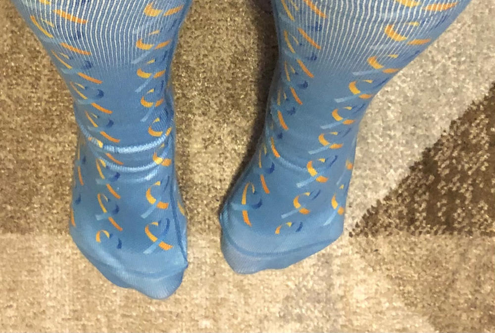 Down Syndrome Ribbon Unisex Crew Socks Blue - Customer Photo From Claudia M.