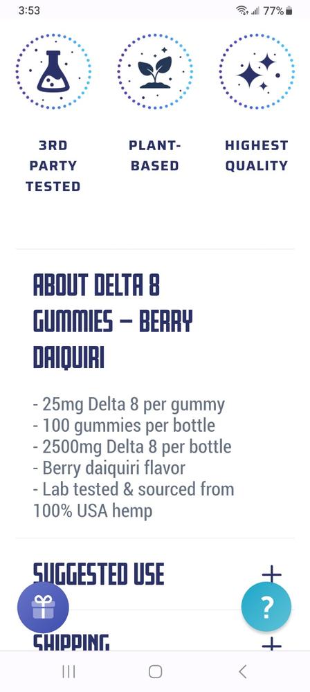 Delta 8 Gummies — Berry Daiquiri - Customer Photo From Patrick Clemens