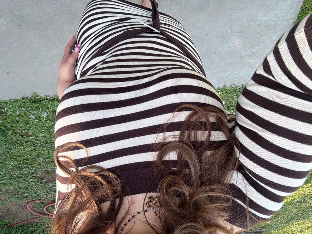 x BELLA HADID Saloon Knit Mini Dress - Cowboy Stripe x BELLA HADID Saloon Knit Mini Dress - Cowboy Stripe
