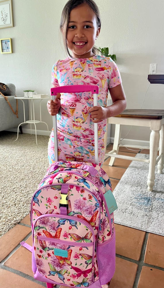 Watercolor Butterfly Rolling Backpack - Customer Photo From Carmen Llerena