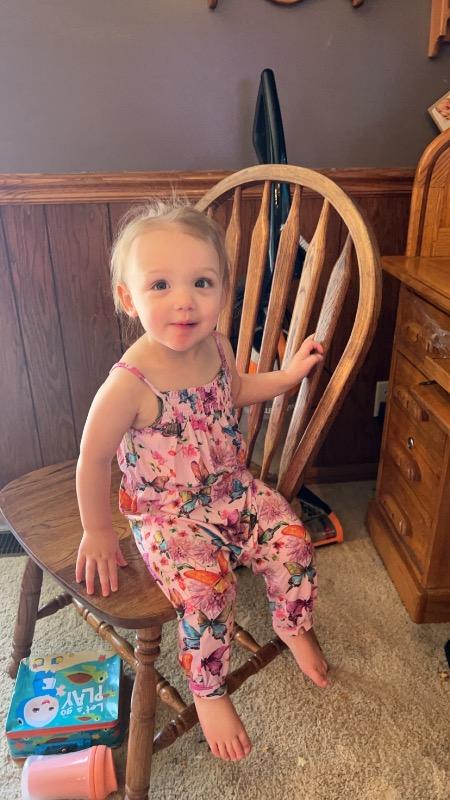 Watercolor Butterfly Sleeveless Smocked Jumpsuit - Customer Photo From shelbyyy smith