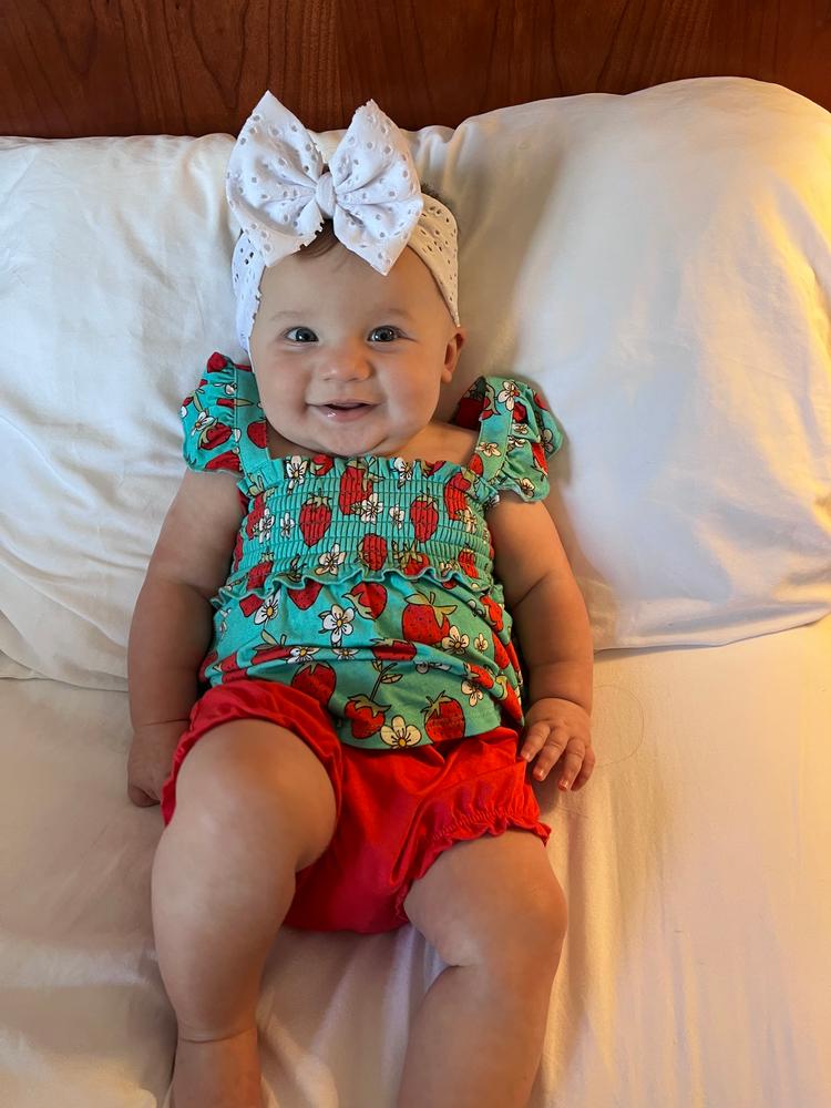Happy Berry Flutter Sleeve Smocked Babydoll Bummie Set - Customer Photo From Abby Rocha
