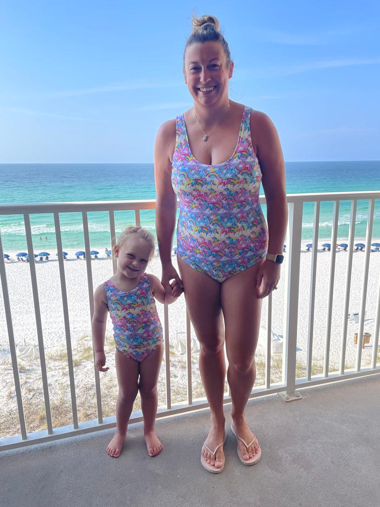 Lisa Frank® Dancing Dolphins™ Reversible One Piece Swimsuit - Customer Photo From Maggie