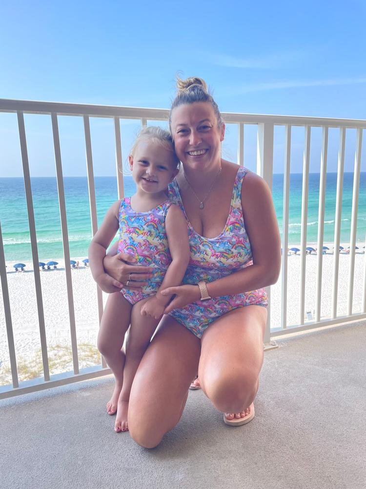 Lisa Frank® Dancing Dolphins™ Reversible One Piece Swimsuit - Customer Photo From Maggie 