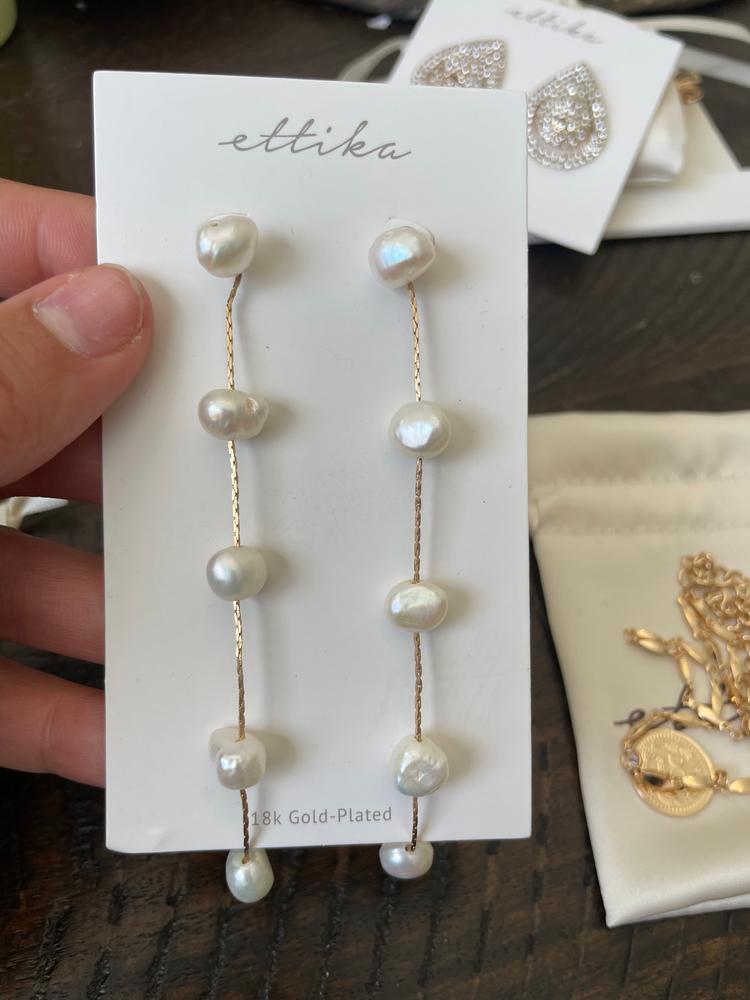 Edge of Water Double Pearl 18k Gold Plated Earrings – Ettika