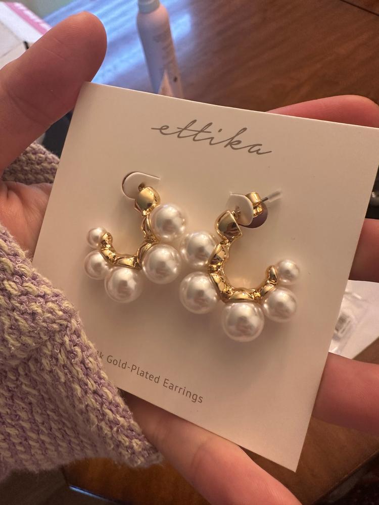 Five Point Pearl 18k Gold Plated Hoop Earrings – Ettika