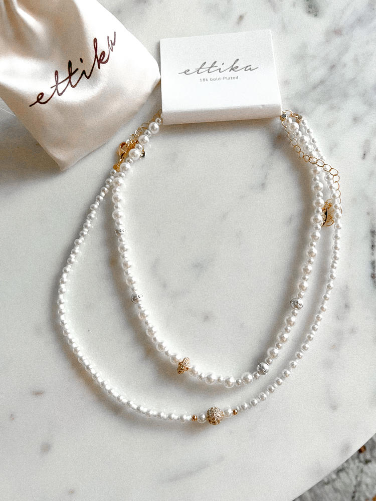 18k Chain Necklace Double – Ettika Set Plated Pearl Gold