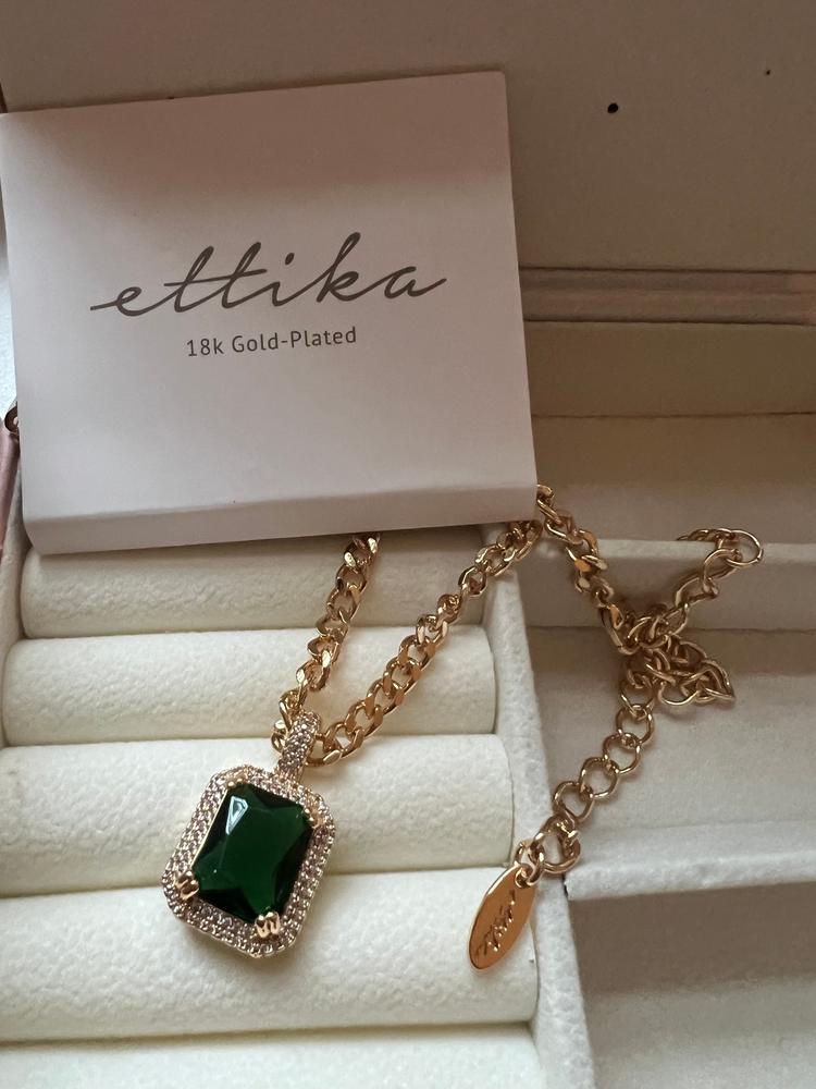 Emerald Stone Pendant 18k Gold Plated Link Necklace – Ettika