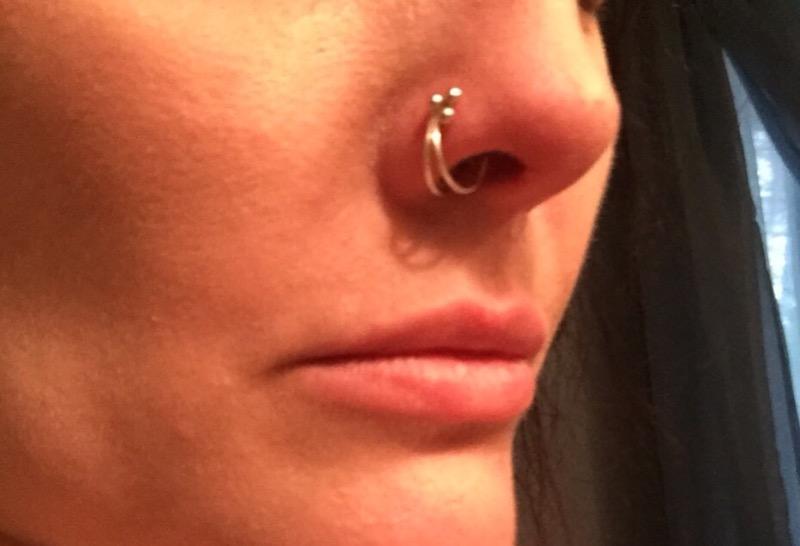 The Enhancer - Turn Your Stud into a Double Nose Ring - Customer Photo From Jill Osborne