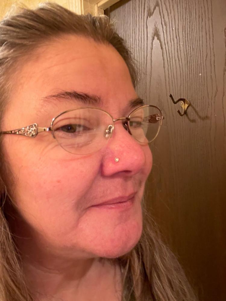Labradorite Nose Stud Set in Sterling Silver - Customer Photo From Heather Taffe