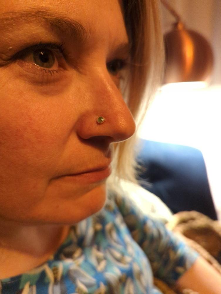 Aventurine Nose Stud in Silver - Customer Photo From Martin Patefield-Smith
