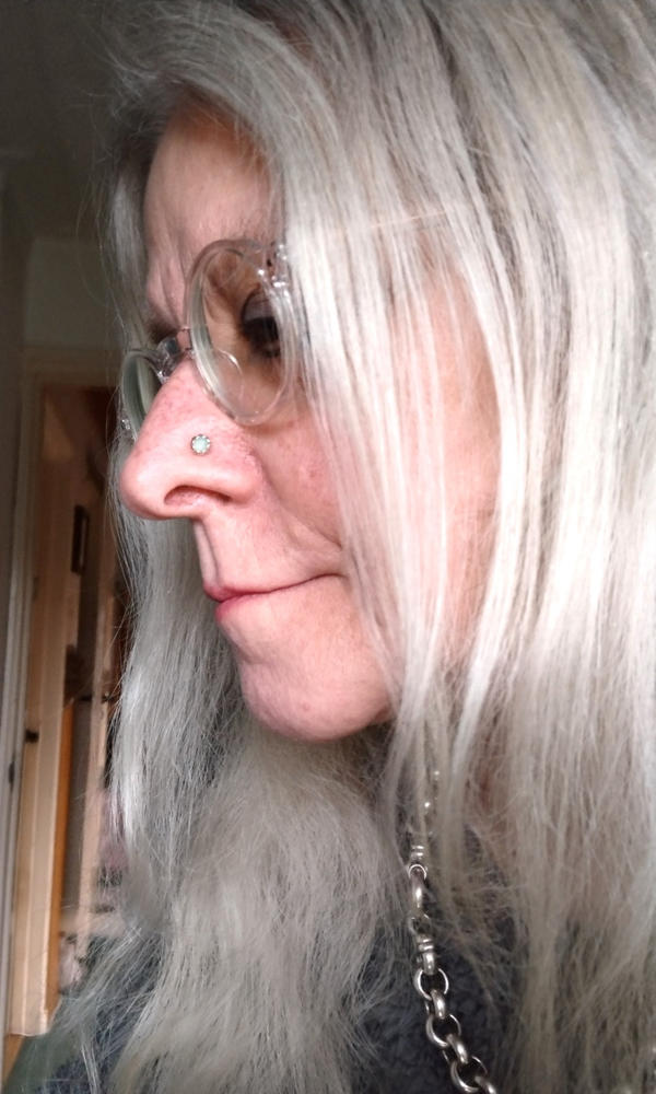 Blue Chalcedony in Gold 5mm Nose Stud - Customer Photo From Anonymous
