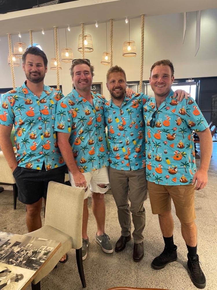 Christmas Pool Party - Mens Hawaiian Shirt - Customer Photo From Keryn Calcraft