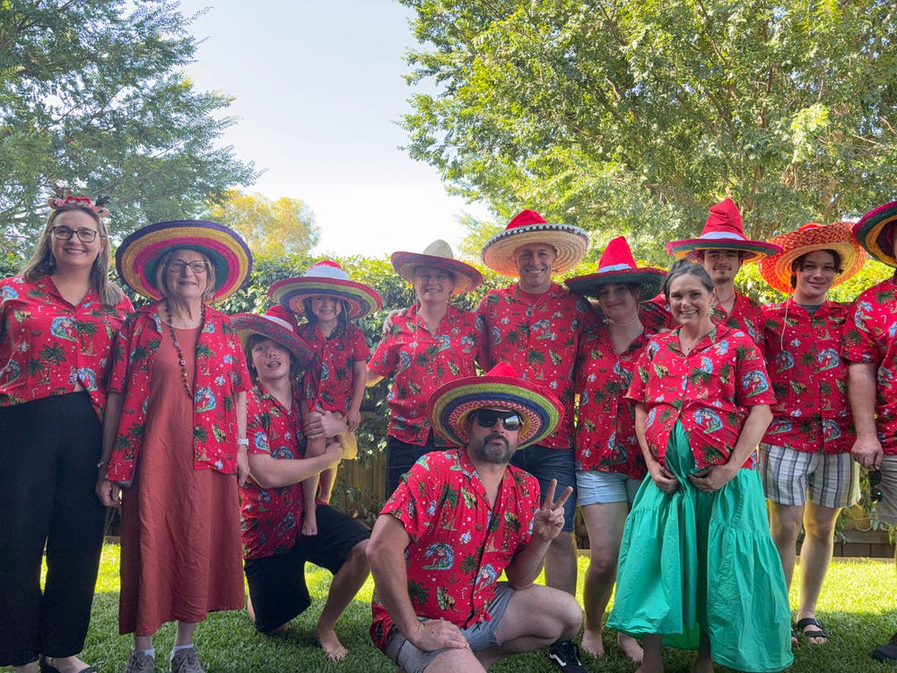 Aussie Christmas Red - Mens Festive Shirt - Customer Photo From Natalie and Blinman