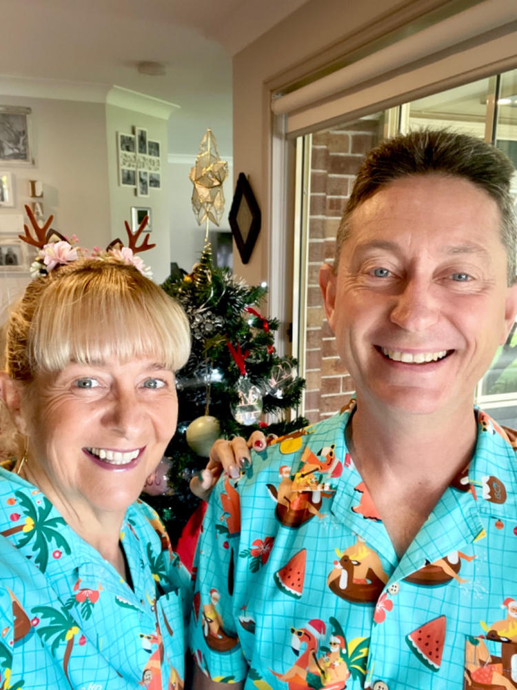 Christmas Pool Party - Mens & Womens Festive Shirts - Customer Photo From Mellissa O’Connell