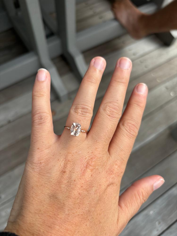 Cushion Peach Morganite and Diamond Ring in 14K Rose Gold | Audry Rose