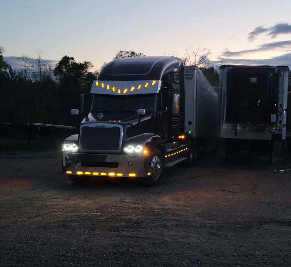2 Hole Side Mount - 18” To 20” Visor Light in V Style 10 Hidden Light Hole, Fits Freightliner Century/Columbia/Coronado S.S.304 - Customer Photo From Kivi R.