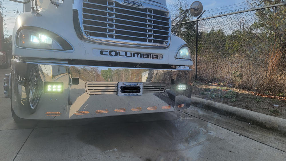 22” Chrome Bumper With Wrap Around, Fog, Tow, And 10  Hidden Light Holes Fits Freightliner Columbia 2008+ - Customer Photo From Paul Davidson