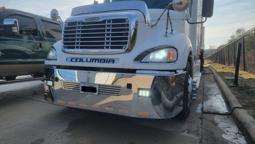 22” Chrome Bumper With Wrap Around, Fog, Tow, And 10  Hidden Light Holes Fits Freightliner Columbia 2008+ - Customer Photo From Paul Davidson