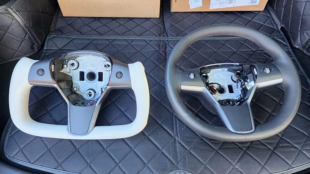 HANSSHOW Tesla Yoke Steering Wheel Ellipse style Nappa White Leather with Heated Feature - Customer Photo From Dharma Henrry