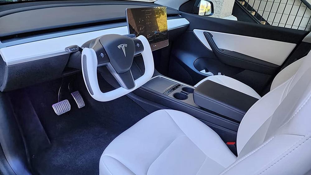 HANSSHOW Tesla Yoke Steering Wheel Ellipse style Nappa White Leather with Heated Feature - Customer Photo From Dharma Henrry