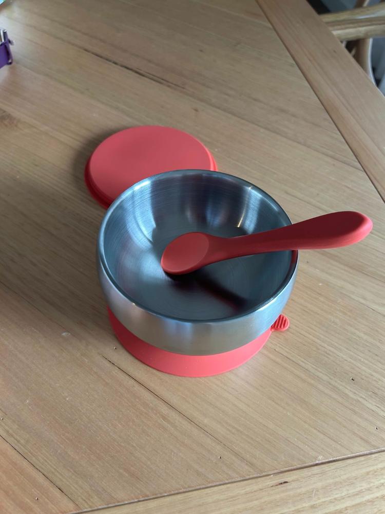 18/8 Stainless Steel Feeding Bowl with silicone suction base, airtight lid and spoon - Customer Photo From Massimiliano Giusfredi