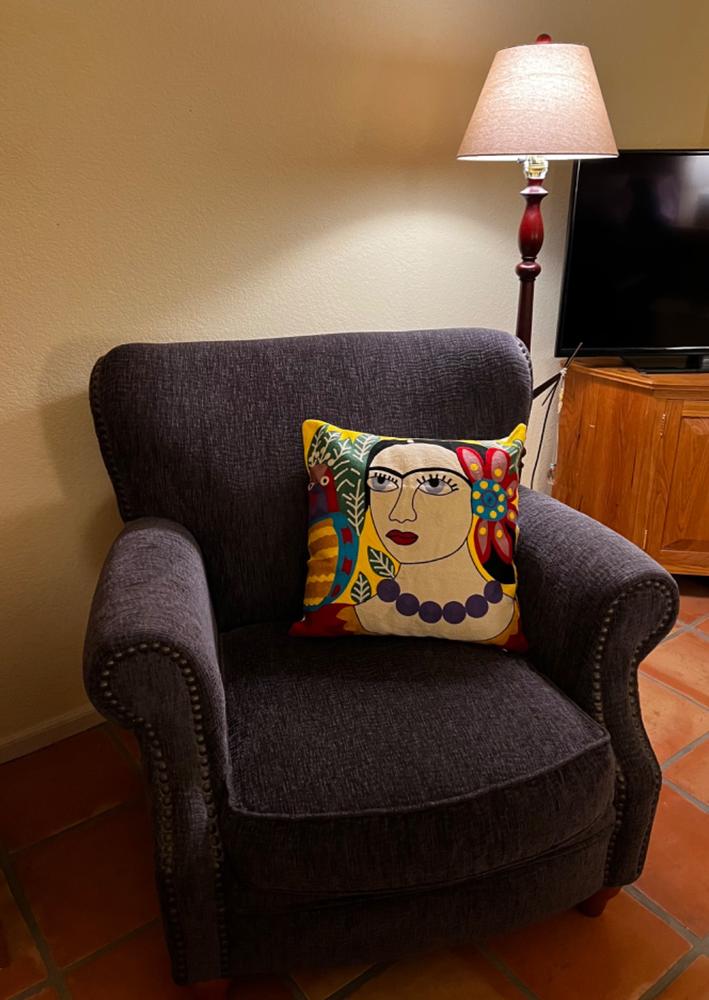 Frida Kahlo Flower & Parrot | Embroidered Pillow Cover - Customer Photo From Judy Black