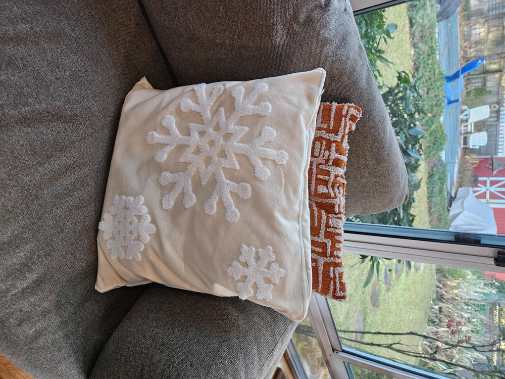 Snowflake Embroidered Pillow Cover - Customer Photo From Sheila Jessen