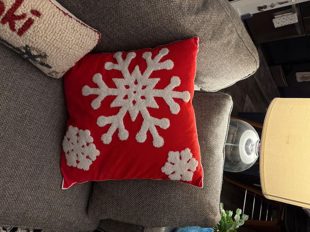 Red Snowflake Embroidered Pillow Cover - Customer Photo From Jilly Blackett