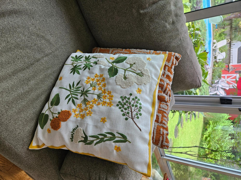 Wildflower Embroidered Pillow Cover - Customer Photo From Sheila Jessen