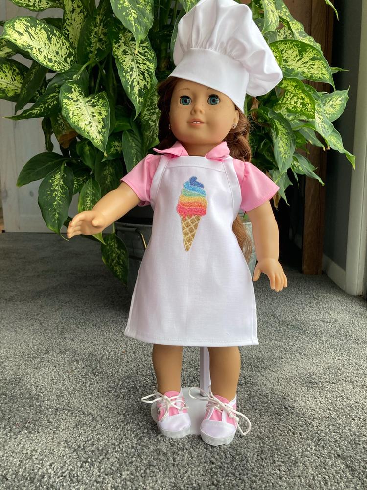 Details about   NEW GENERATION DOLL CLOTHES COOKIES MILK HEARTS APRON CHEF HAT FITS 18 INCH