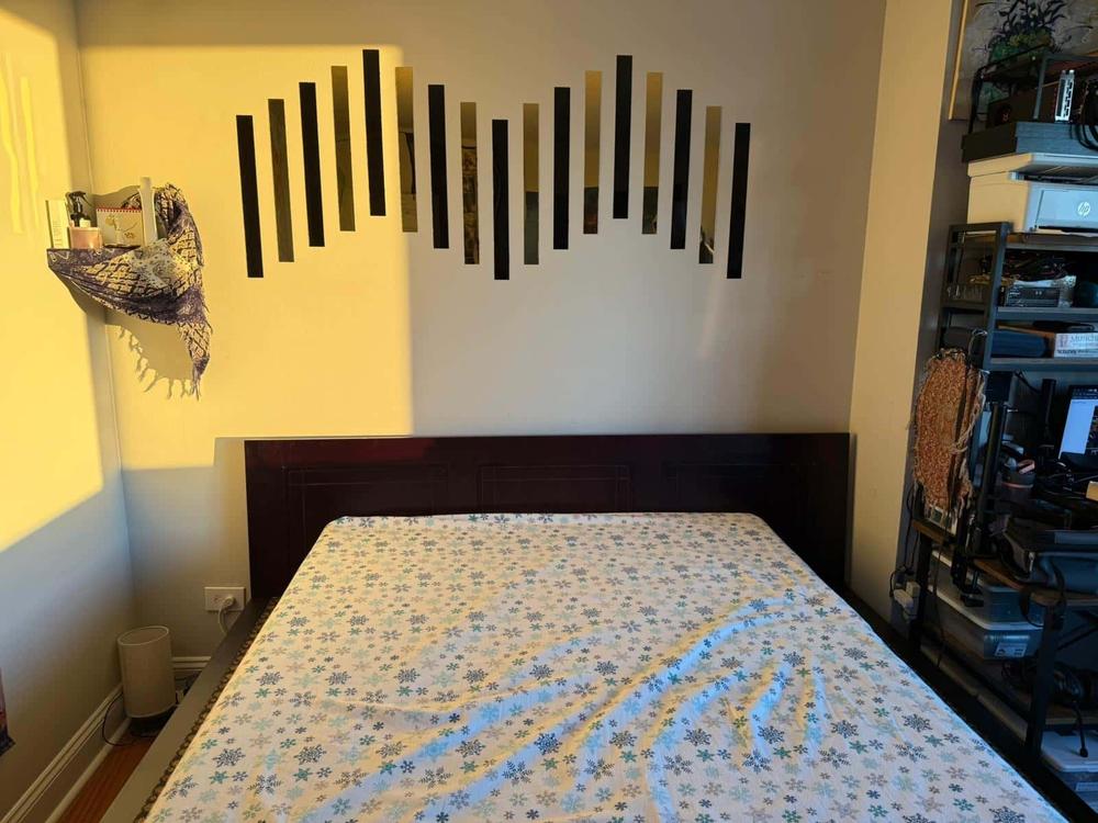 Japanese Tatami Platform Bed with Grooved Headboard - Customer Photo From Stella Z.