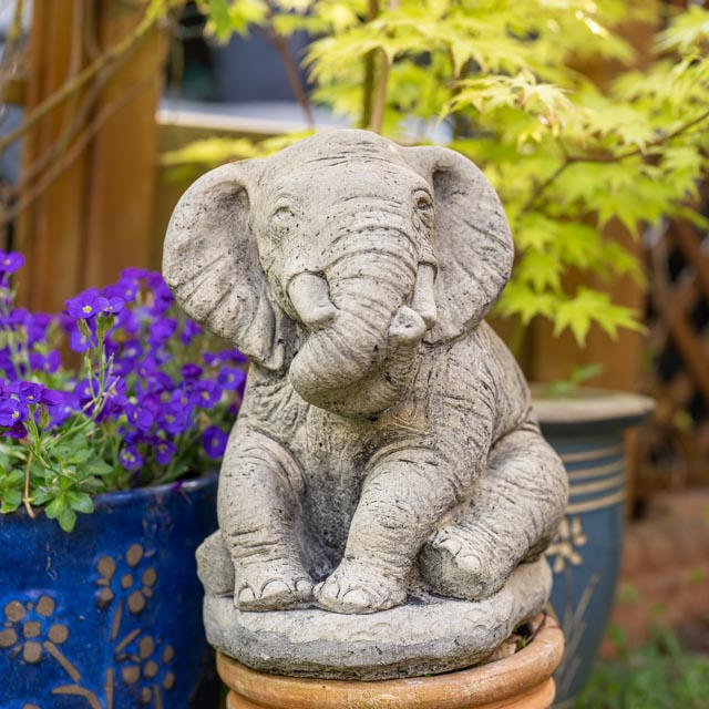 STONE GARDEN LUCKY SITTING ELEPHANT STATUE ORNAMENT - Customer Photo From David Young