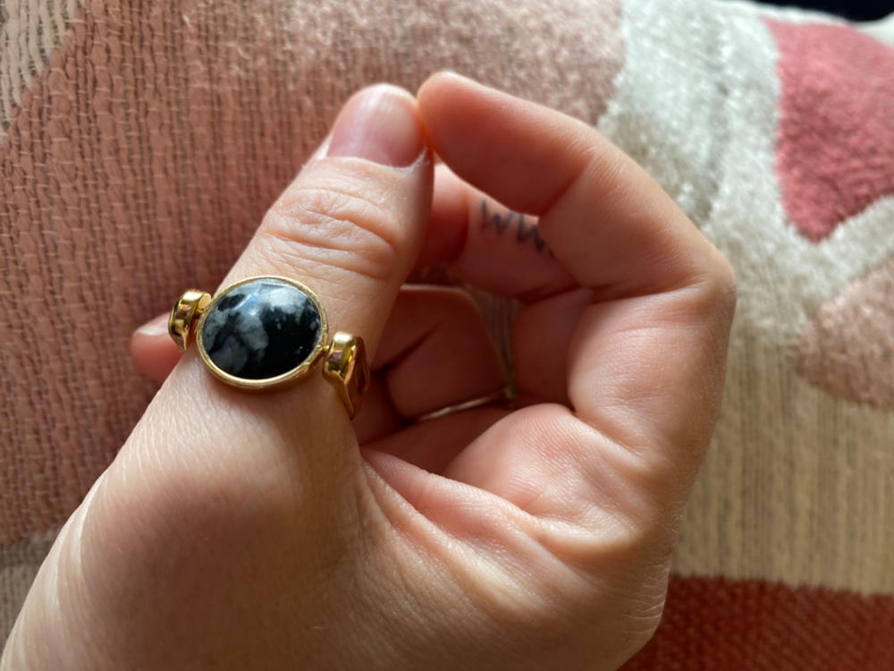 Black Picasso Crystal Fidget Ring - Customer Photo From Lindsay S.