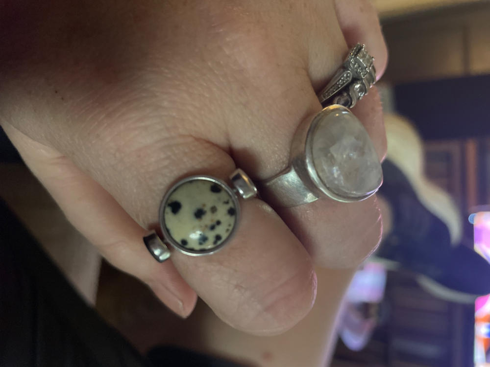 Dalmatian Jasper Crystal Fidget Ring - Customer Photo From Xan J.