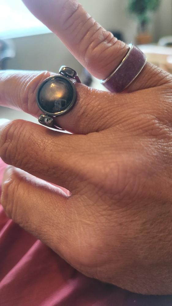 Gray Shell Crystal Fidget Ring - Customer Photo From Michelle D.