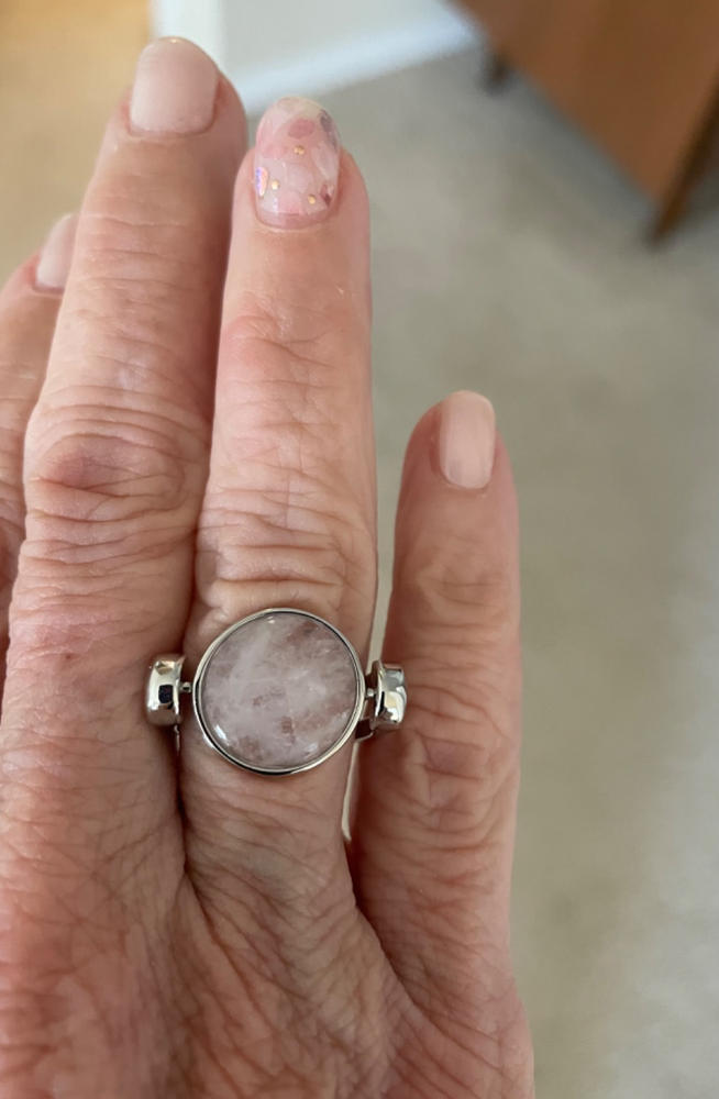 Rose Quartz Crystal Fidget Ring - Customer Photo From Jody D.