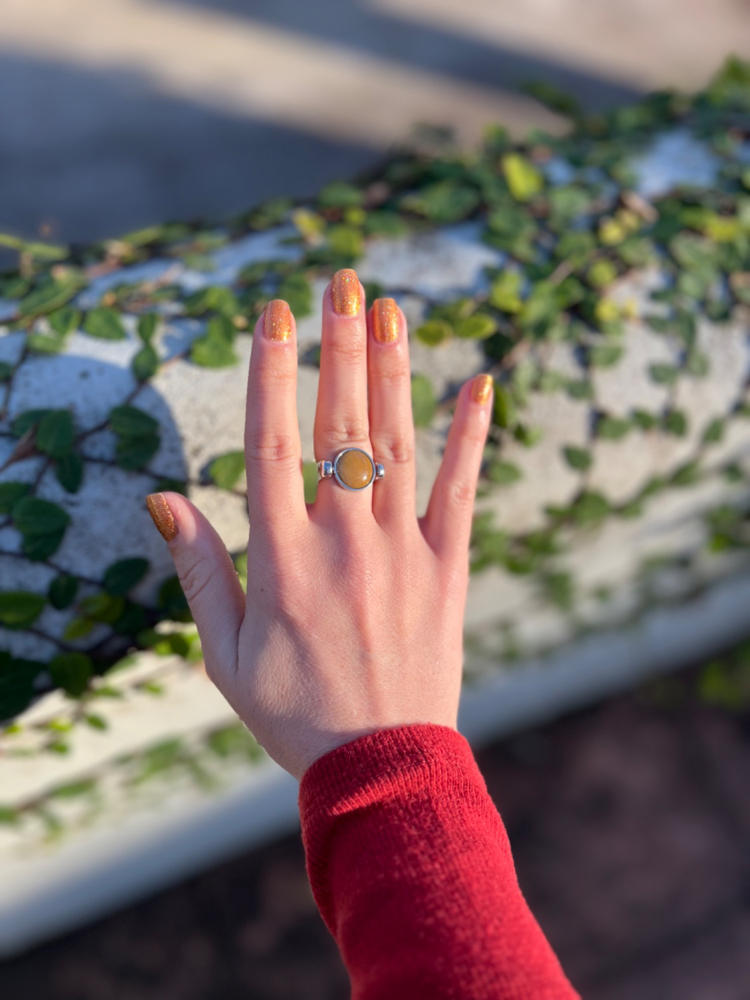 Yellow Mookaite Crystal Fidget Ring - Customer Photo From Diane M.