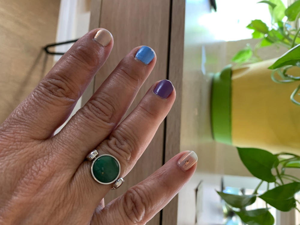 African Jade Crystal Fidget Ring - Customer Photo From Livia C.