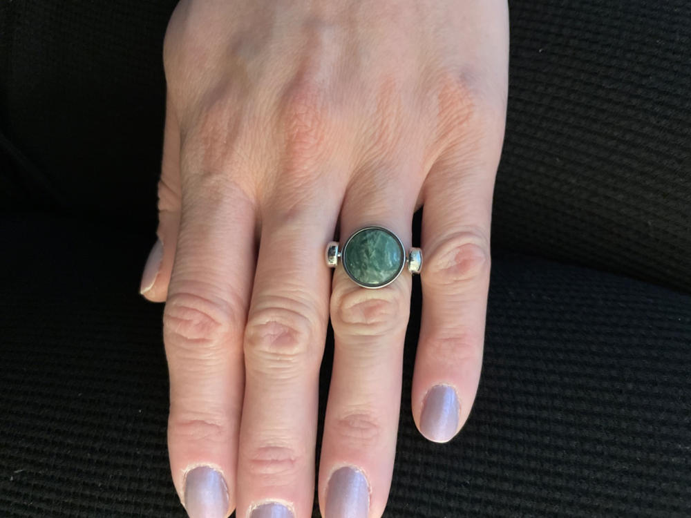 African Jade Crystal Fidget Ring - Customer Photo From Cathy D.