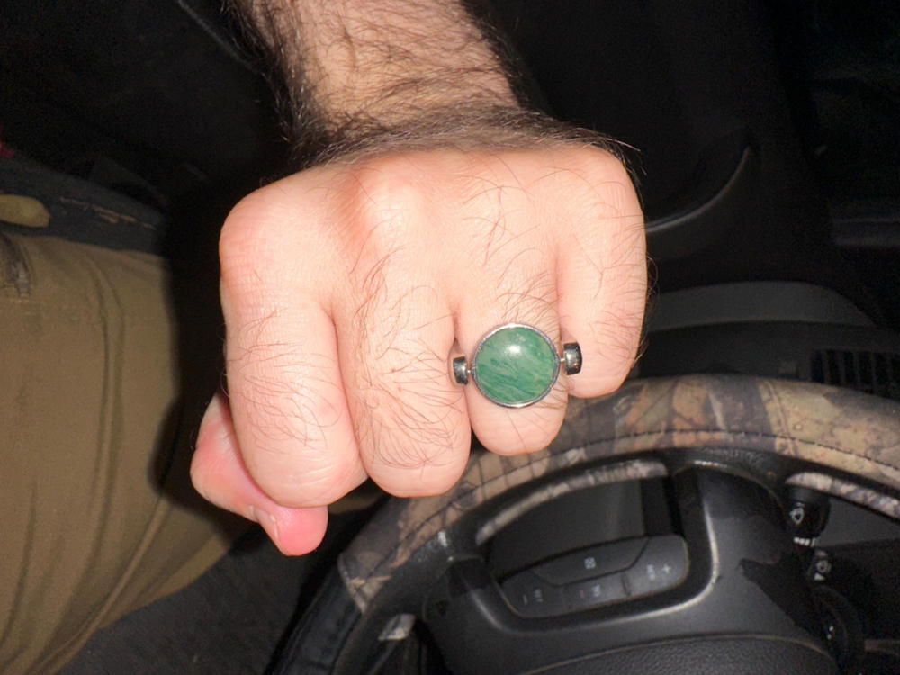 African Jade Crystal Fidget Ring - Customer Photo From Tyler C.