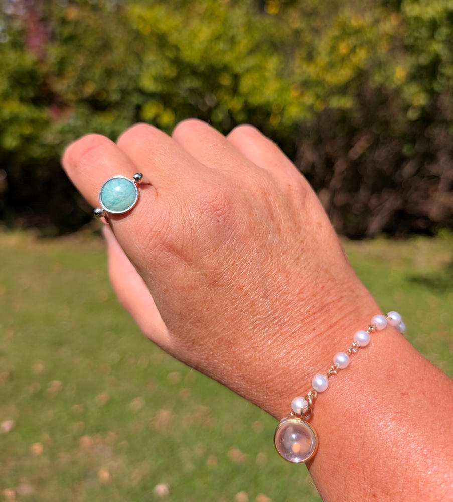 Amazonite Crystal Fidget Ring - Customer Photo From Suzanne