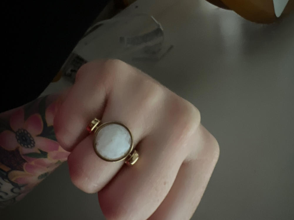 Moonstone Crystal Fidget Ring - Customer Photo From Maria R.