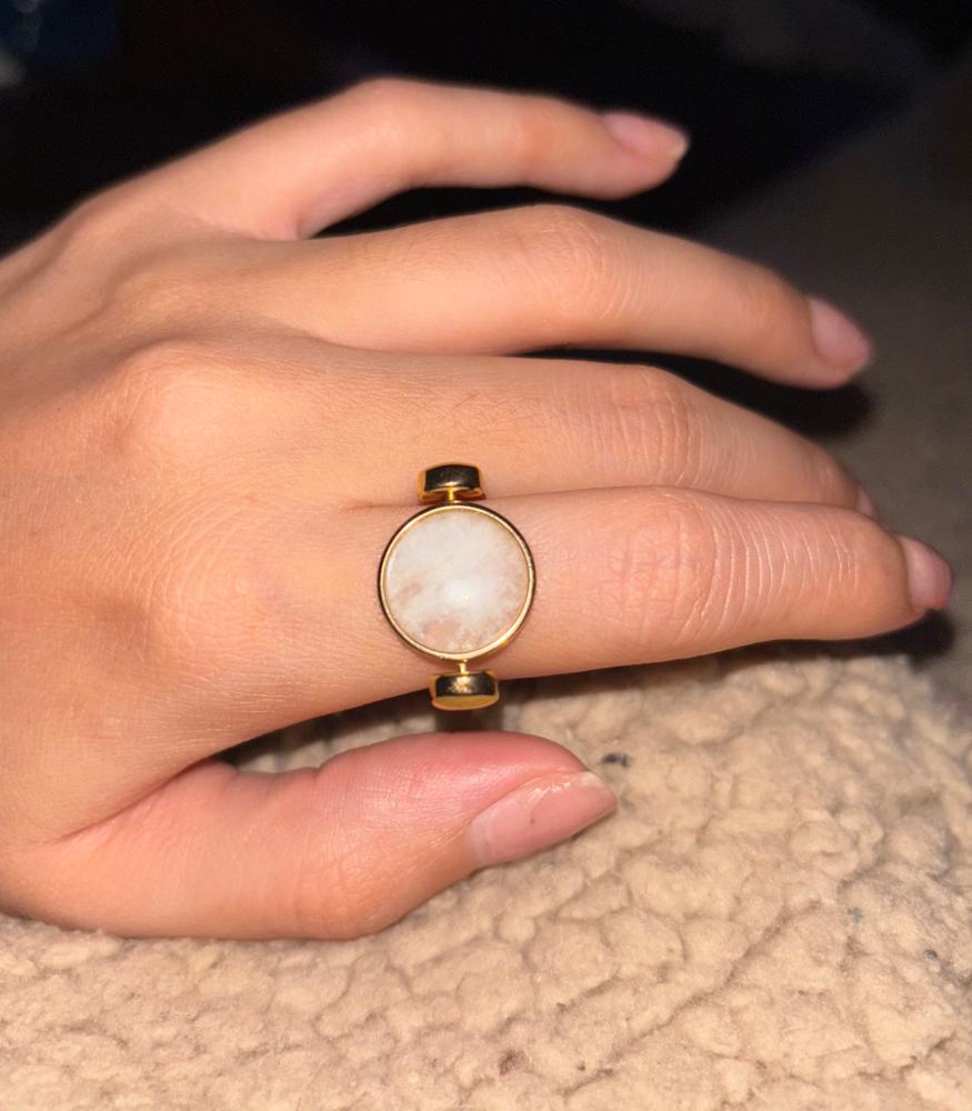 Moonstone Crystal Fidget Ring - Customer Photo From Paola Rochin