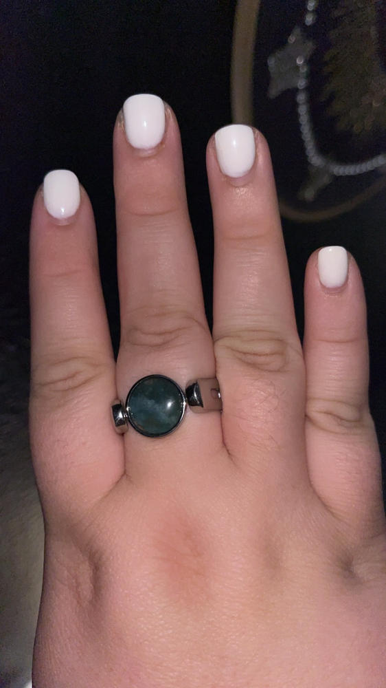 Moss Agate Crystal Fidget Ring - Customer Photo From Megan H.